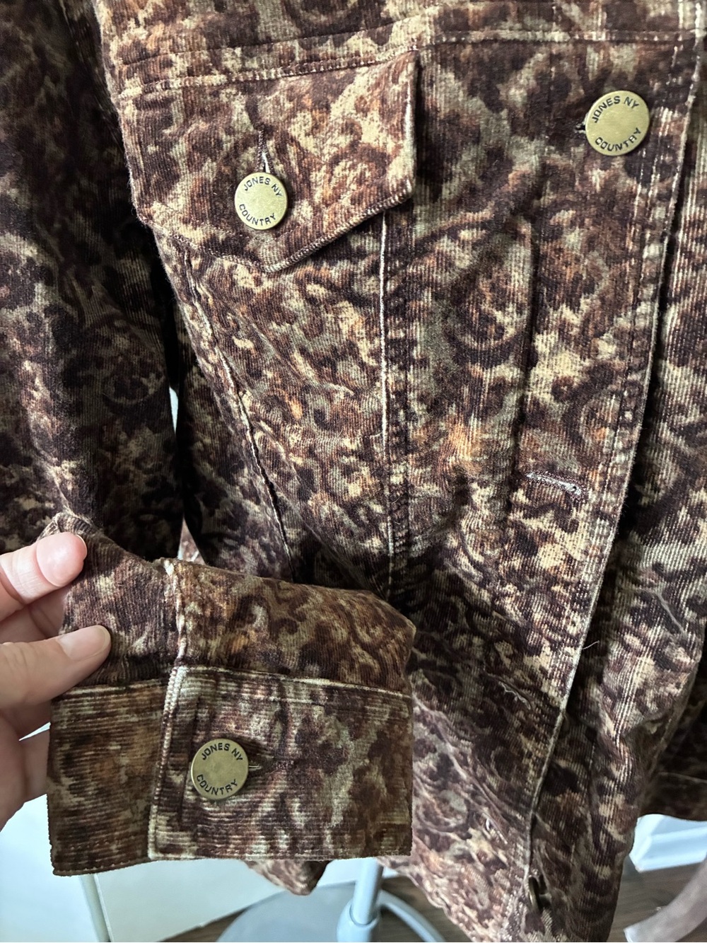 Brown Corduroy Patterned Women's Jacket - Picture 6 of 6